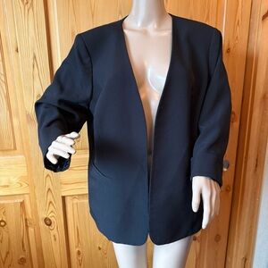 Kasper Womens  Open Blazer Jacket Plus Size 16W Lined Classic Career Black